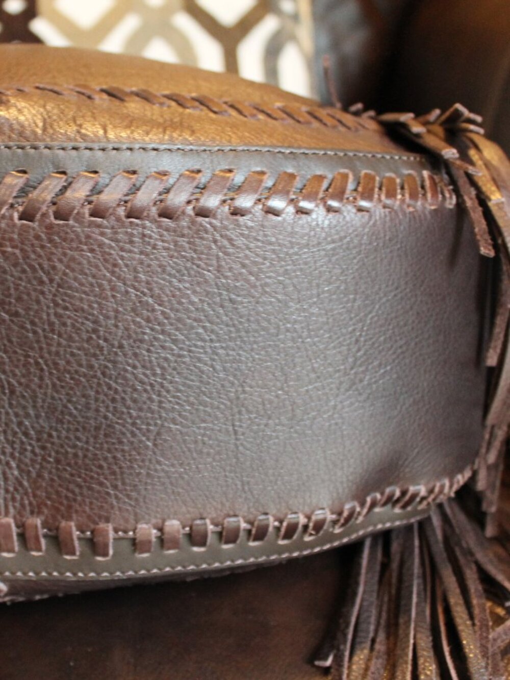 Ralph Lauren leather fringe & whipstitch hobo shoulder bag with stirrup charm - Picture 7 of 15